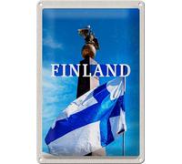 Femer Tin Sign Travel 20 x 30 cm Finland Helsinki Golden Eagle Stone