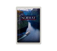Femer Tin Sign Travel 20 x 30 cm Norway Cruise Travel Sea Mountains Tin Sign
