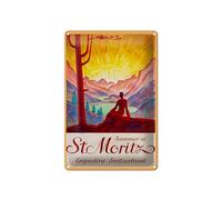 Femer Tin Sign Travel 20 x 30 cm Summer at St. Moritz Engadine Switzerland Decorative Sign