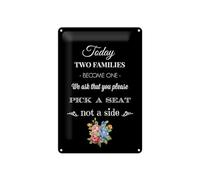 Femer Tin Sign Wedding 20 x 30 cm Today Two Families Become One Decorative Sign