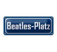 Femer Tin Sign with Beatles-Platz Hamburg St. Pauli Metal Decorative Sign 27 x 10 cm