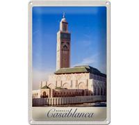 Femer Tin Sign with Casablanca Morocco Architecture Travel Design 20 x 30 cm