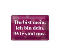 Femer Tin Sign with German Text "Du bist mein, ich bin dein. Wir sind uns "Du bist mein, ich bin dein. Wir sind uns Decorative Sign