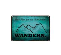 Femer Tin Sign with German Text "Mein Plan für den Ruhestand Wanderen" [German Language] 20 x 30 cm