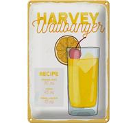 FEMER Tin Sign with Harvey Wallbanger Cocktail Recipe Design 20 x 30 cm