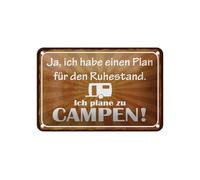 Femer Tin Sign with Saying 12 x 18 cm Plan Retirement I Plan to Campen Decorative Sign