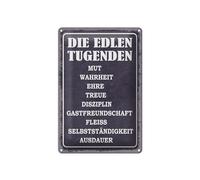 Femer Tin Sign with Saying 20 x 30 cm Die edlen Virtugenden Mut Wahrheit Ehre Decorative Sign