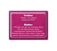 Femer Tin Sign with Saying 30 x 40 cm Conversation Between Daughter and Mother Decorative Sign