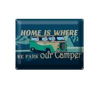 Femer Tin Sign with Saying 30 x 40 cm Home is Where We Park Our Camper Decorative Sign