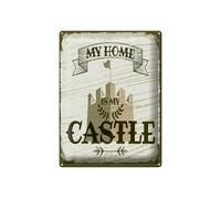 FEMER Tin Sign with Saying My Home is My Castle Castle 30 x 40 cm Decorative Sign