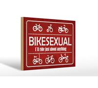 Femer Wooden Bicycle Sign 20 x 30 cm Bikesexual Ill Ride Just About Anything Decorative Sign