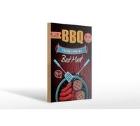 Femer Wooden Sign Advertising 20 x 30 cm BBQ Fresh Cooked Eat All You Can Decorative Sign