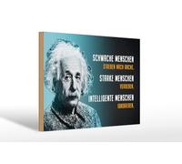 Femer Wooden Sign Quote 20 x 30 cm Einstein Blue Weak Strong Intelligent People