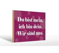 Femer Wooden Sign with German Text "Du bist mein, ich bin dein. Wir sind uns "Du bist mein, ich bin dein. Wir sind uns Decorative Sign