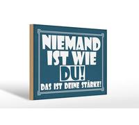 Femer Wooden Sign with German Text "Kein mand ist wie du. Das ist deine Stärke [German Language]