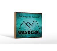 Femer Wooden Sign with German Text "Mein Plan für den Ruhestand Wanderen" [German Language] 12 x 18 cm
