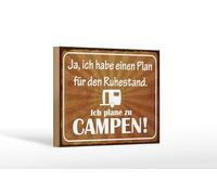 Femer Wooden Sign with Saying 12 x 18 cm Plan Retirement I plan to CAMPEN Decorative Sign