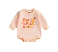 FeMereina Baby Girl Halloween Clothes Pumpkin Print Oversized Sweatshirt Romper Bubble Sweater Onesie Baby Halloween Outfit (Pink, 6-12 Months)