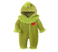 FeMereina Baby Green Monster Costume Newborn Infant Long Sleeve Hoodie Romper Jumpsuit My First Halloween Christmas Outfits (Green, 18-24 Months)