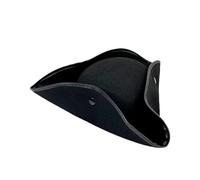 FeMereina Black Pirate Hat Deluxe Colonial Tricorn Hat Vintage Party Cap with Gold Trimming for Adults (Gray, 35cm*39cm*10cm)