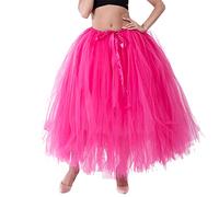 FeMereina Bloom Tulle Skirts for Women Adult Puffy Tulle 80s Prom Dress Tutus for Women with Lining A-line Layered Party Evening Tulle Skirt (Rose Red, One Size)