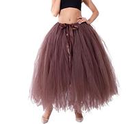 FeMereina Bloom Tulle Skirts for Women Adult Puffy Tulle 80s Prom Dress Tutus for Women with Lining A-line Layered Party Evening Tulle Skirt (Coffee, One Size)