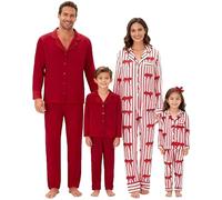 FeMereina Christmas Family Pajamas Matching Sets Button Down Pajamas Bow Print Holiday Festival Sleepwear (Mom, M, Bow)