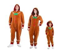 FeMereina Christmas Family Sets Matching Gingerbread Man Jumpsuit Ginger Bread Outfit for Kids Toddler Adult Party Cosplay Christmas Onesie (Men, XXL, Brown)