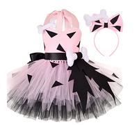 FeMereina Girls Caveman Costume Historical Stone Age Birthday Outfits Halloween Fancy Dress Up Party Photo Shoot Cute Clothes (Pink, 7-8 Years)