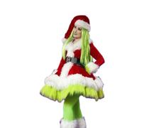 FeMereina Green Big Monster Costume for Woman Christmas Santa Claus Dress for Girls Santa Suit for Adult Green Deluxe Santa Costume (Green, L)