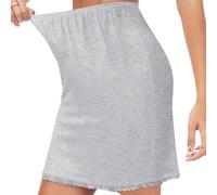 FeMereina Half Slips for Under Dresses Skirt Extenders Skirt Womens Half Slip Satin Anti Static Lace Long Underskirt (Light Grey#2, XL)