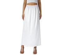 FeMereina Half Slips for Under Dresses Skirt Extenders Skirt Womens Half Slip Satin Anti Static Lace Long Underskirt (W-White, L)