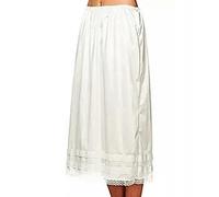 FeMereina Half Slips for Under Dresses Skirt Side Slit Extenders Skirt Womens Half Slip Satin Anti Static Lace Long Underskirt (z-Beige, XXXL)