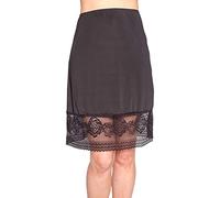 FeMereina Half Slips for Women Underskirt Short Lace Trim Length Midi Skirt Half Slip Extender Long Underskirt (Black, XL)
