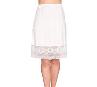 FeMereina Half Slips for Women Underskirt Short Lace Trim Length Midi Skirt Half Slip Extender Long Underskirt (White, M)