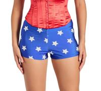 FeMereina Hallowen Hero Cosplay Shorts, Blue White Star Printed High Cut Shorts (Blue, S)
