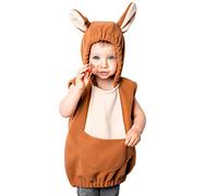 FeMereina Kids Kangaroo Costume Boys Girls Furry Hooded Vest Cute Animal Costume Baby Wallaby Holiday Outfits (Brown, 6-7 Years)