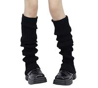 FeMereina Leg Warmers for Women 80s 90s Goth Leg Warmer Girls Kawaii Japanese Style Knit Striped Leg Warmers Y2K Leg Sleeves (Knit - Black, One Size)
