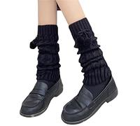 FeMereina Leg Warmers for Women Girls Goth Lolita Boot Socks 90s Japanese Harajuku Stacked Socks 90s Harajuku Kawaii High Heels Boots Warm (Black Hairball Short, One Size)