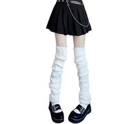 FeMereina Leg Warmers for Women Girls Goth Lolita Boot Socks 90s Japanese Harajuku Stacked Socks 90s Harajuku Kawaii High Heels Boots Warm (Stripe White Long, One Size)