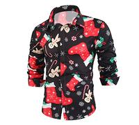 FeMereina Mens Christmas Shirt Ugly Santa Claus Button Down Long Sleeve Funny Costume Shirts for Party (Z5, 3XL)