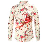 FeMereina Mens Christmas Shirt Ugly Santa Claus Button Down Long Sleeve Funny Costume Shirts for Party (y4, L)