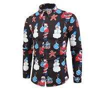 FeMereina Mens Christmas Shirt Ugly Santa Claus Button Down Long Sleeve Funny Costume Shirts for Party (Z3, 3XL)