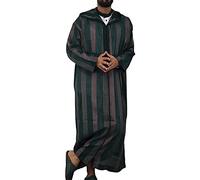 FeMereina Mens Kaftan Hooded Robe Cotton Casual Loungewear Button Long Night Gown Shirt Thobe Long Sleeve Lounge Robes (Multicolor, M)
