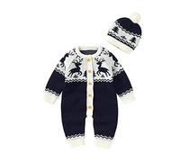 FeMereina Newborn Baby Girls Boys Christmas Outfit Long Sleeve Knit Deer Romper Jumpsuit Pajamas Xmas Clothes My 1st Christmas (z5, 3-6 Months)