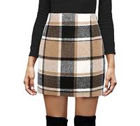FeMereina Plaid Mini Skirts for Women High Waist Fall Winter 2025 Bodycon Pencil A-Line Skirt