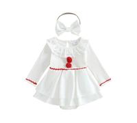 FeMereina Toddler Baby Girl Clown Costume Scary Clown Joker Pom-pom Dress Toddler Baby Halloween Costumes 18 Month (Ivory, 12_months)