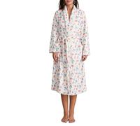 FeMereina Women Fleece Floral Fruit Print Bathrobe Soft Flannel Lounge Robe Cute Fall Robe Lightweight Warm Gown with Belt (White, S)