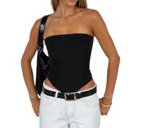 FeMereina Women Mesh Strapless Bustier Boned Overbust Corset Top Back Lace Up Fishbone Bodice Going Out Party Tops (black, S)