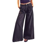 FeMereina Women 's Baggy Jeans Mid Rise Boyfriend Wide Leg Denim Pants Loose Jeans Trousers with Pockets Y2K Streetwear (Purple, S)